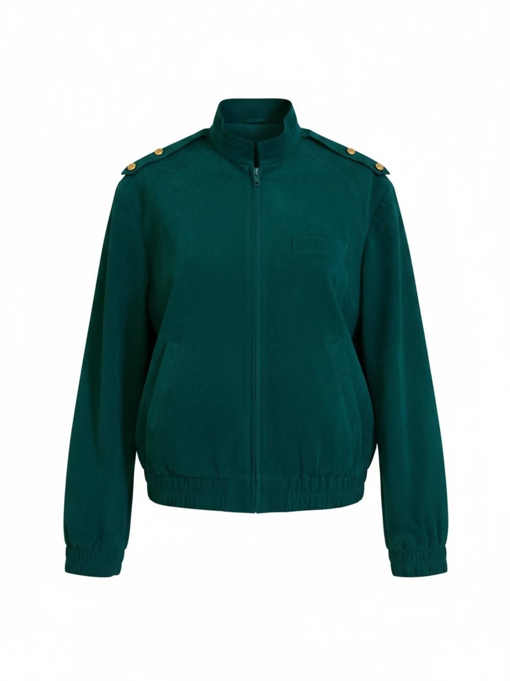 Womens Teal Green Military-Style Bomber Jacket